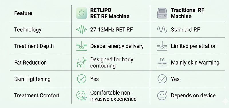 RETLIPO vs Traditional RF Body Contouring Machine