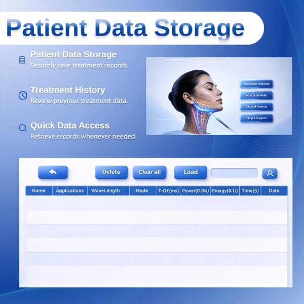 The FaceLift T30-X Endolaser machine features data storage capabilities.